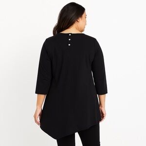 J. Jill Black Asymmetrical 3/4 Sleeve Tunic Blouse Women’s Size Small
